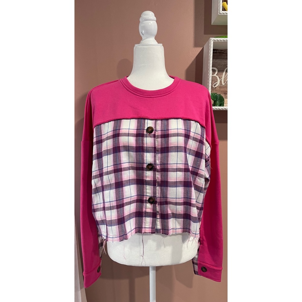 Fashion Nova Never Plaid Out Sweat-Shirt Size- 1X